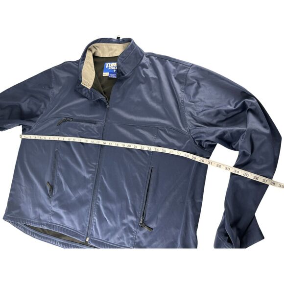 Turfer Athletic Mens Windbreaker Jacket Navy Blue 3XL Polyester Full Zip Solid - Picture 6 of 7